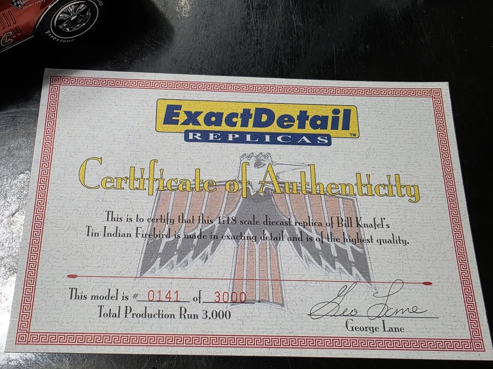 Exact Detail Tin Indian 1967 Pontiac Firebird 400 1:18 Diecast Race Car #401 - Image 3 of 4