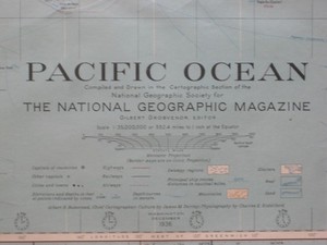 Vintage Large-Format 1936 Map PACIFIC OCEAN ISLANDS Airways Steamship Routes