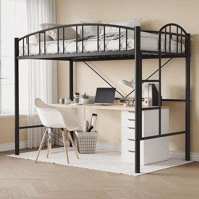 Twin Size Loft Bed Frame Heavy Duty Metal Sturdy Steel with Safety Ladder