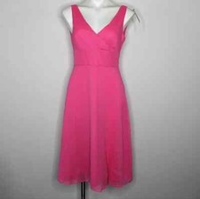 NWT J Crew pink v neck empire waist knee length silk dress 6