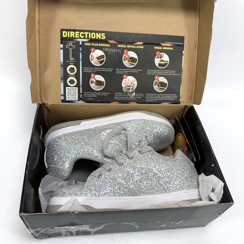 Heelys Silver Disco Glitter Youth Size US 6 / EUR 38 Active Skate Wheel Sneakers - Picture 2 of 4