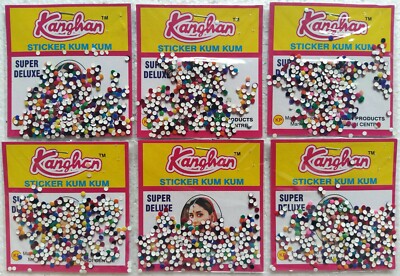 Indian Traditional Set of 6 pkt of Extra Small 000 Multi Colour Bindi