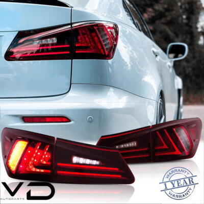 VLAND Pair LED Rear Tail Lights For 2006-2013 Lexus IS250 IS350 ISF Red Lens L+R