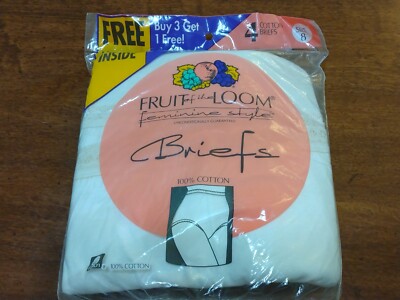Vintage Fruit of the Loom Ladies Briefs Granny Panties Size 8 1993 4 pair NIP