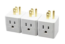 3 Outlet Wall Adapter Travel Cube – Grounder Splitter Turns 1 Plug to 3 - 3 Pack