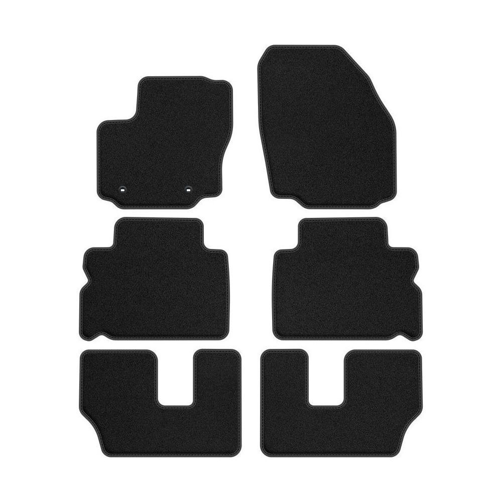 Tapis de sol velours premium pour Ford Galaxy II 2006-2015 avec contour cuir noir