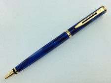 Waterman Preface Ballpoint Pen Romance Blue Marble  Gold Trim In Box 