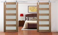 12ft Stainless Antique Style Steel Sliding Barn Wood Double Door Closet Hardware on sale 12ft Stainless Antique Style Steel Sliding Barn Wood Double Door Closet Hardware on sale