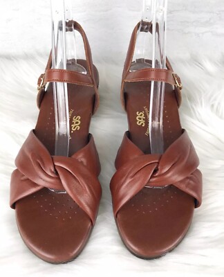 SAS Tripad Comfort Sandals Size 9.5 Narrow Brown Adjustable Ankle Block Heel