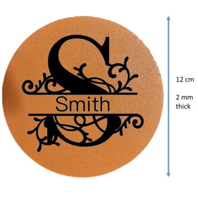 Personalisierte Lederuntersetzer mit Gravur Geschenk, Monogramm Wohndeko Jubiläumsgeschenk