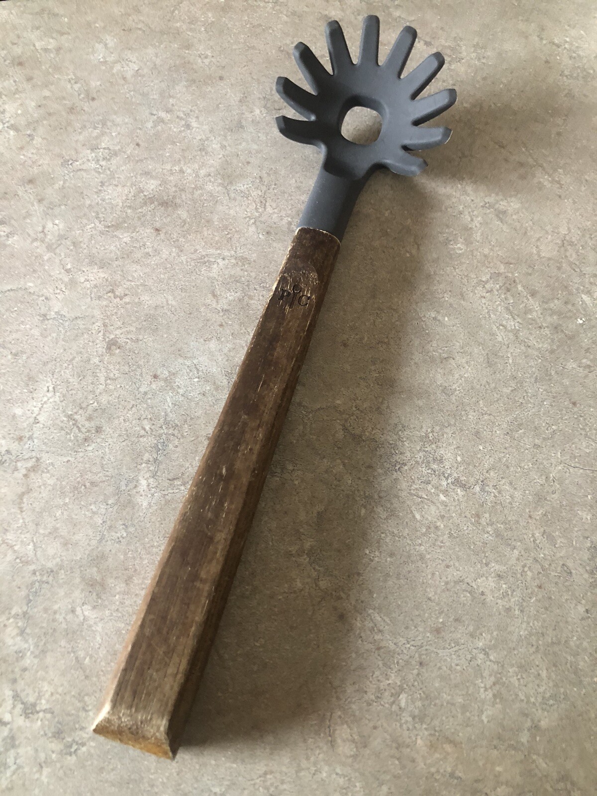 Pampered Chef Wood & Silicone Pasta Fork Gently Used with Wear