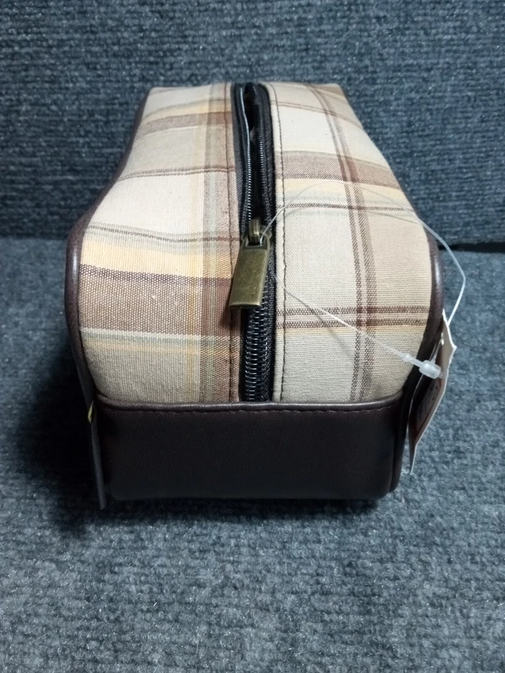 Bolso de Cosméticos de Viaje LONGABERGER Homestead Marrón y Tostado Cuero Marrón a Cuadros Foto 4 de 4