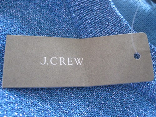 GORG! SUÉTER J.CREW AZUL BRILLO METÁLICO alto bajo LADO DIVIDIDO cuello redondo M - Imagen 3 de 5