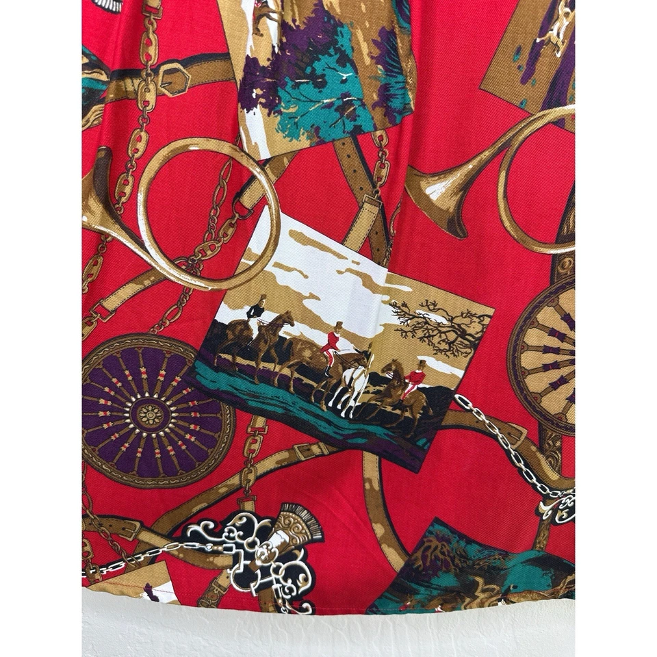 Falda midi Chaus 100 % rayón estampado ecuestre para mujer talla 14 Foto 4 de 4