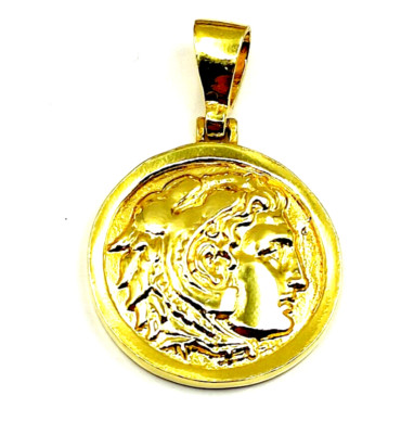 Sterling Silver 925 Alexander the Great Pendant: 24K Gold Plated