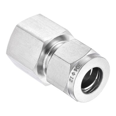 Compression Tube Fitting 1/2NPT Female Thread x 12mm Tube OD 304 Stainless Steel