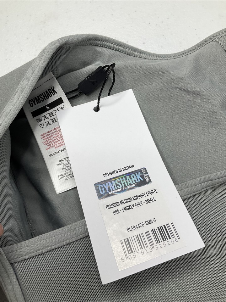 Gymshark Sports Bra Medium Support Training Athletic Smokey Gray Sz