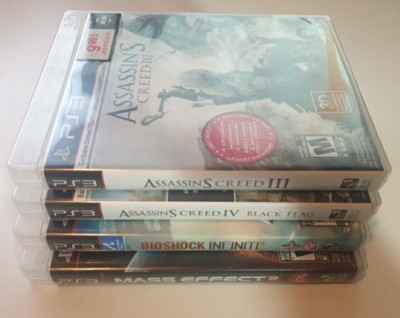 PS3 Lot 4 games Mass Effect Assassin's Creed Uncharted Bioshock - Tested