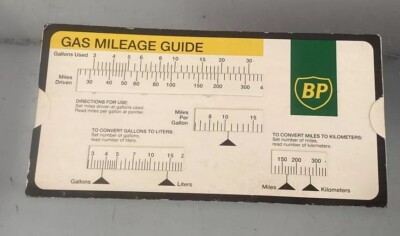 Vintage BP Gas Mileage Guide Calculator Slide Ruler Template | eBay