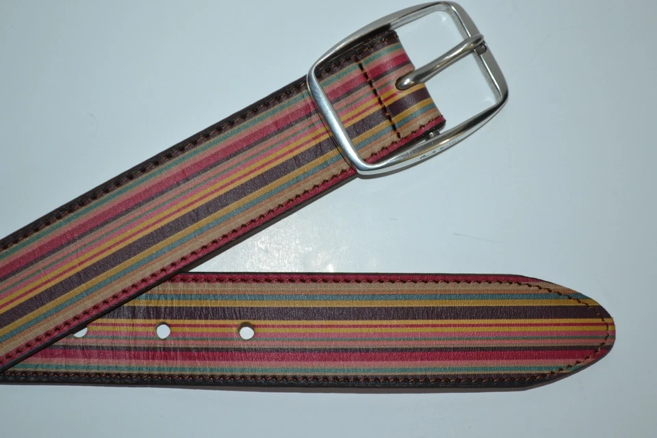 Paul Smith мужской винтажный полоски кожаный ремень 30» совершенно новый - Изображение 4 из 4