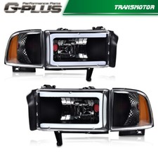 Fit For 1994-2002 Dodge Ram 1500 2500 3500 Led Tube C Light Bar Headlights Lamps