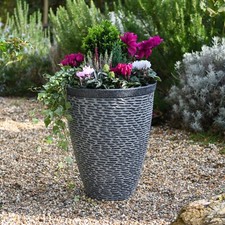 Steel Effect Planter 32cm Lightweight, Frost UV Resistant In/Outdoor Garden Gear