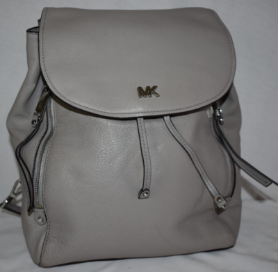 Michael Kors White and Black Pebbled Leather Drawstring Backpack Cheryl Medium Leather Drawstring Backpack – On Sale Now with  main image 2