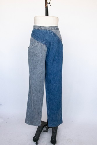 1980s Jeans Cotton Denim Two Tone Volup High Waist 36" x 35" - Picture 3 of 12