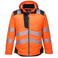 Image of Portwest Hi Vis Winter Jacket Waterproof Reflective Safety Workwear Hooded Jkt