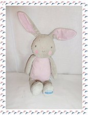 X  -  Doudou Peluche Lapin  Gris  Rose Etoiles   Klorane