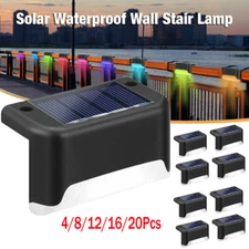 4/8/12/20x Solar Deck Lights Outdoor Waterproof LED Steps Lamps for Stairs Fence