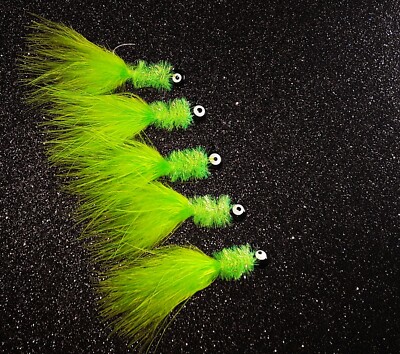 5 Chartreuse Cheater Jigs -  1/16  th oz for Crappie, Walleye, Bass, Northern
