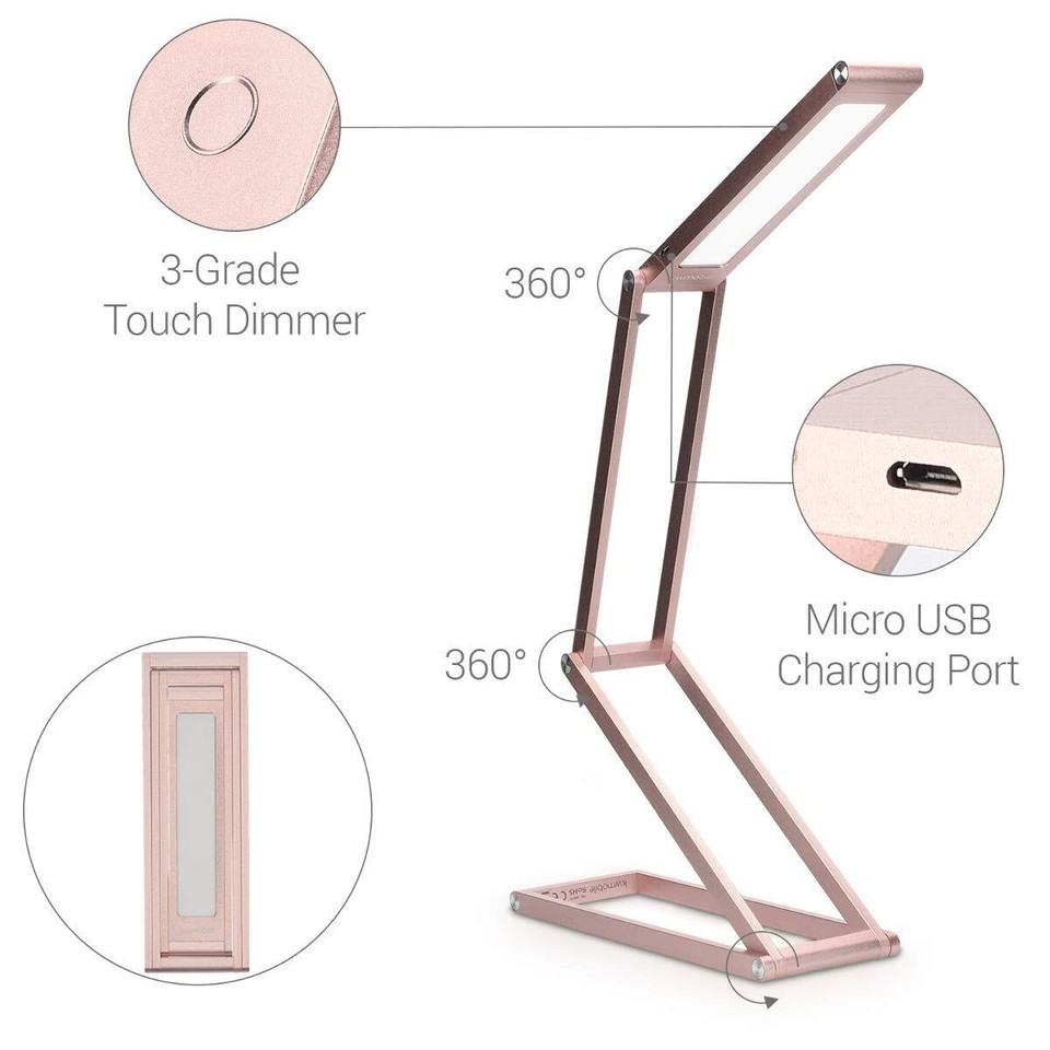 Foldable LED Desk Lamp Portable USB Table Light with 3 Brightness