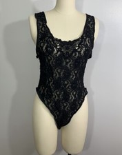 Vintage Teddy Lingerie 1980s Black Lace Cinema Etoile M/L