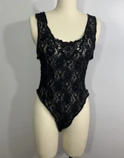 Vintage Teddy Lingerie 1980s Black Lace Cinema Etoile M/L