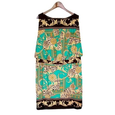 Sandra Darren Sleeveless Dress Green and Black Surplus Top Size 14 Scarf Print | eBay Sandra Darren Sleeveless Dress Green and Black Surplus Top Size 14 Scarf Print | eBay