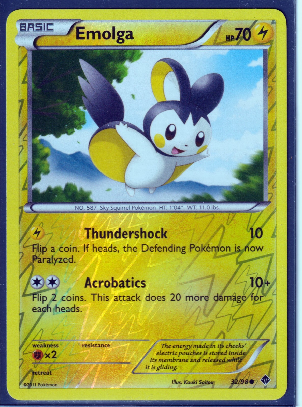 2011 EMOLGA #32/98 EMERGING POWERS POKEMON CARD- REVERSE  HOLO NM/M