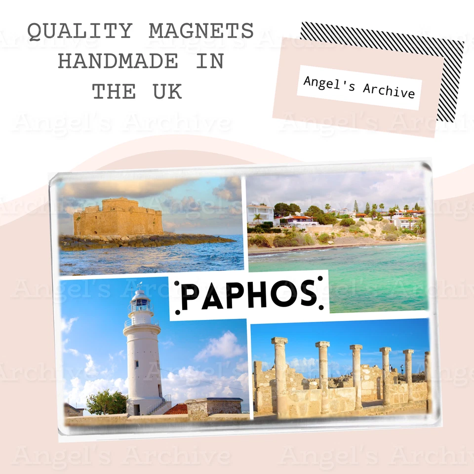 PAPHOS ✳ CYPRUS ✳ SOUVENIR TOURIST HOLIDAY ✳ LARGE FRIDGE MAGNET ✳ GREAT GIFT - Image 1 of 1
