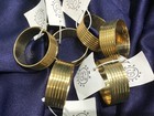 KEMP & BEATLEY NAPKIN RINGS set of 6 RIBBED BRASS new with tags! EXCELLENT! — photo 1