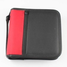 Unbranded - Black Red CD Travel Case - 12 Pages - 24 Clear Pockets