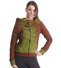 Sweat Femme Marron-Vert Boho Veste à Col Roulé d'Art et Magie