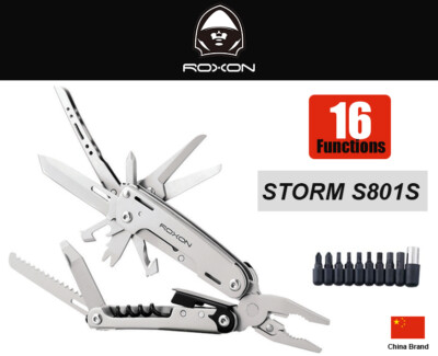 Roxon Folding Multi Tools Storm 16 Tools Pliers Hex Bit Kit Nylon Sheath S801S