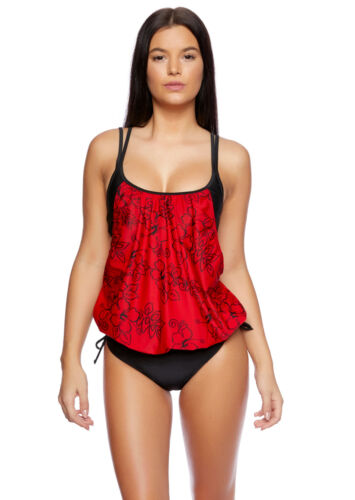 Z-7910-F-1134) NEUF VOIE ABDOMINALE FEMMES PUSH UP TANKINI CUT OUT TAILLE 42 XL CUP A/B - Photo 1/3