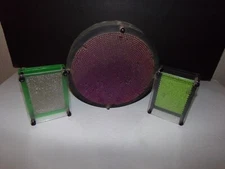 3D Pin Art Sculpture Pin Impression Toy 2, 3.5"x 5"  and 1, 7 1/2 round Set Of 3