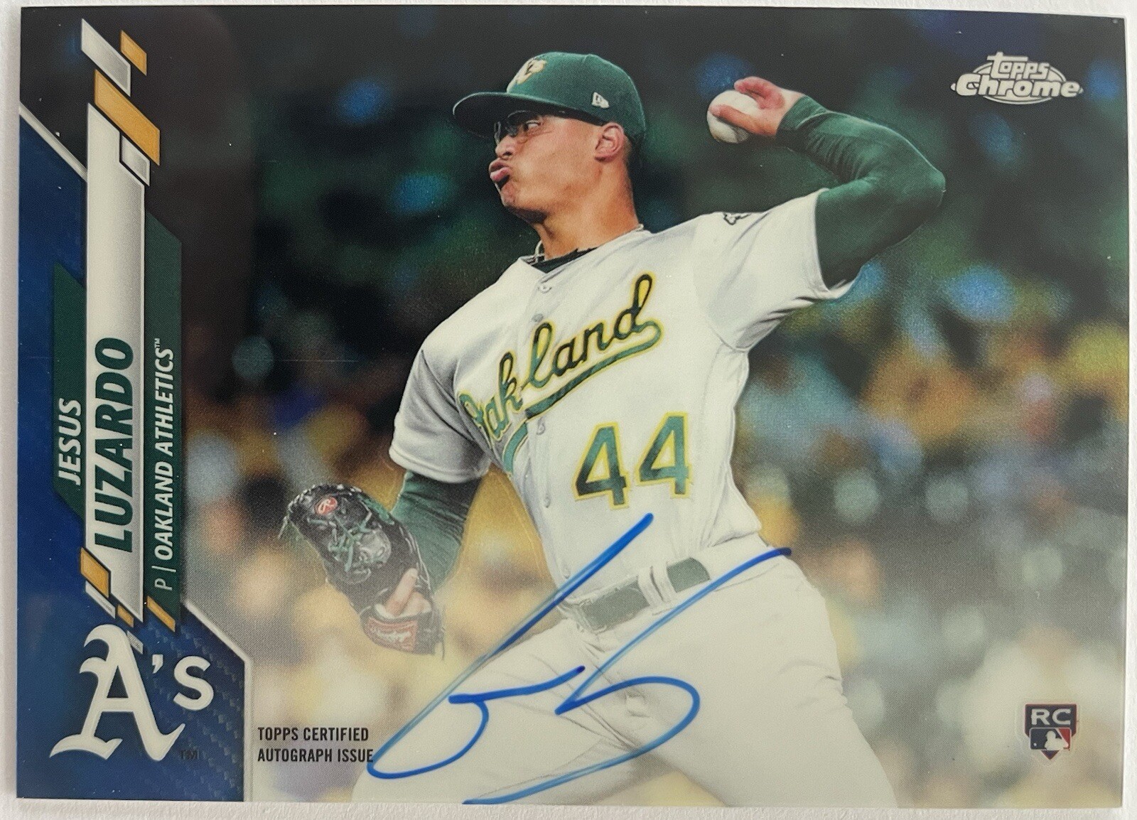 Jesus Luzardo 2020 Topps Chrome Rookie Blue Refractor Auto /150 RC Phillies