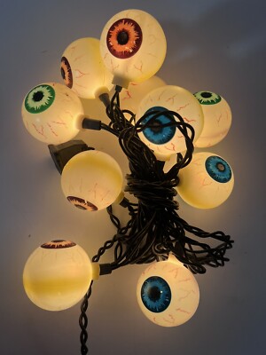 Vintage Halloween Blow Mold Eyeball String Lights Tested Working | eBay