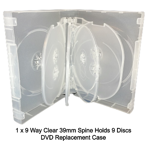 1 x 9 Way Clear DVD 39mm Spine Holds 9 Discs Empty Brand New Replacement Case - Picture 5 of 12