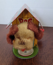 vintage windup tin Dog House with Dog and dish