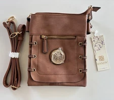 Dasein Womens Gray Crossbody Bag Shoulder Travel Purse Zipped Pockets