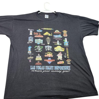 Vintage Las Vegas Night Depository Shirt Mens 2XL Black Eagle Casino USA 90s